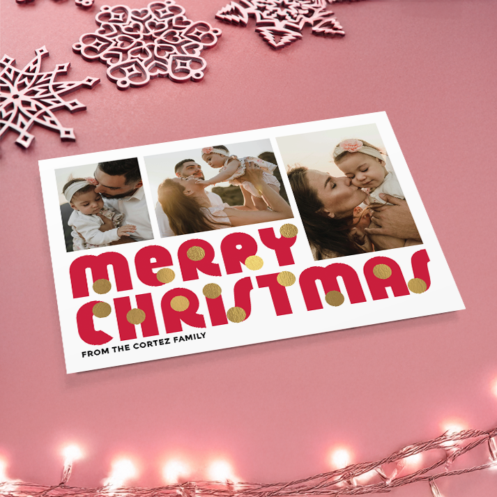Merry Christmas Baubles Pack of 10 Personalised Christmas Cards