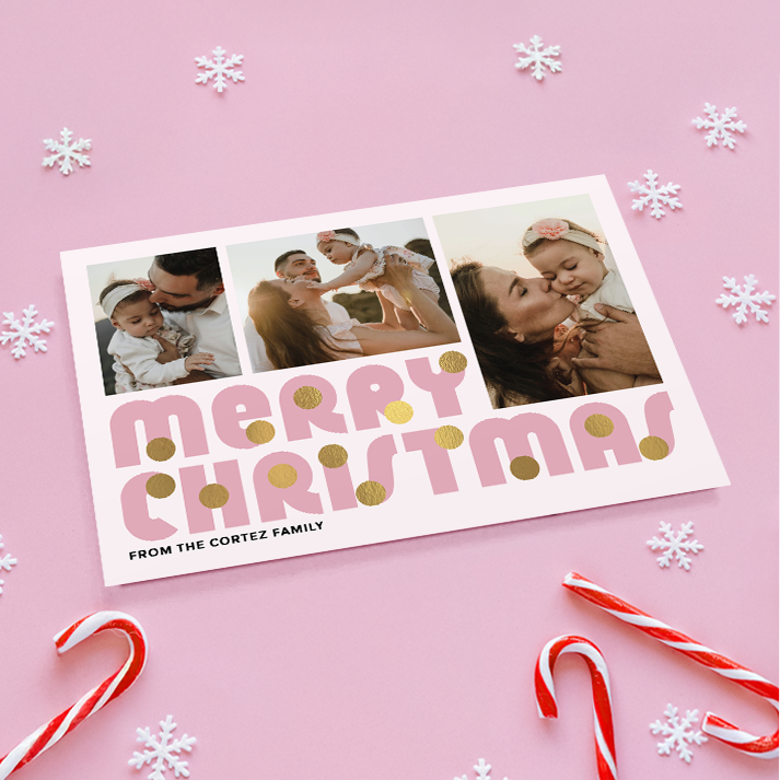 Merry Christmas Baubles Pack of 10 Personalised Christmas Cards