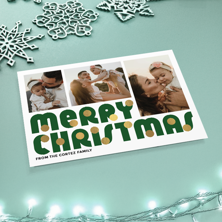Merry Christmas Baubles Pack of 10 Personalised Christmas Cards