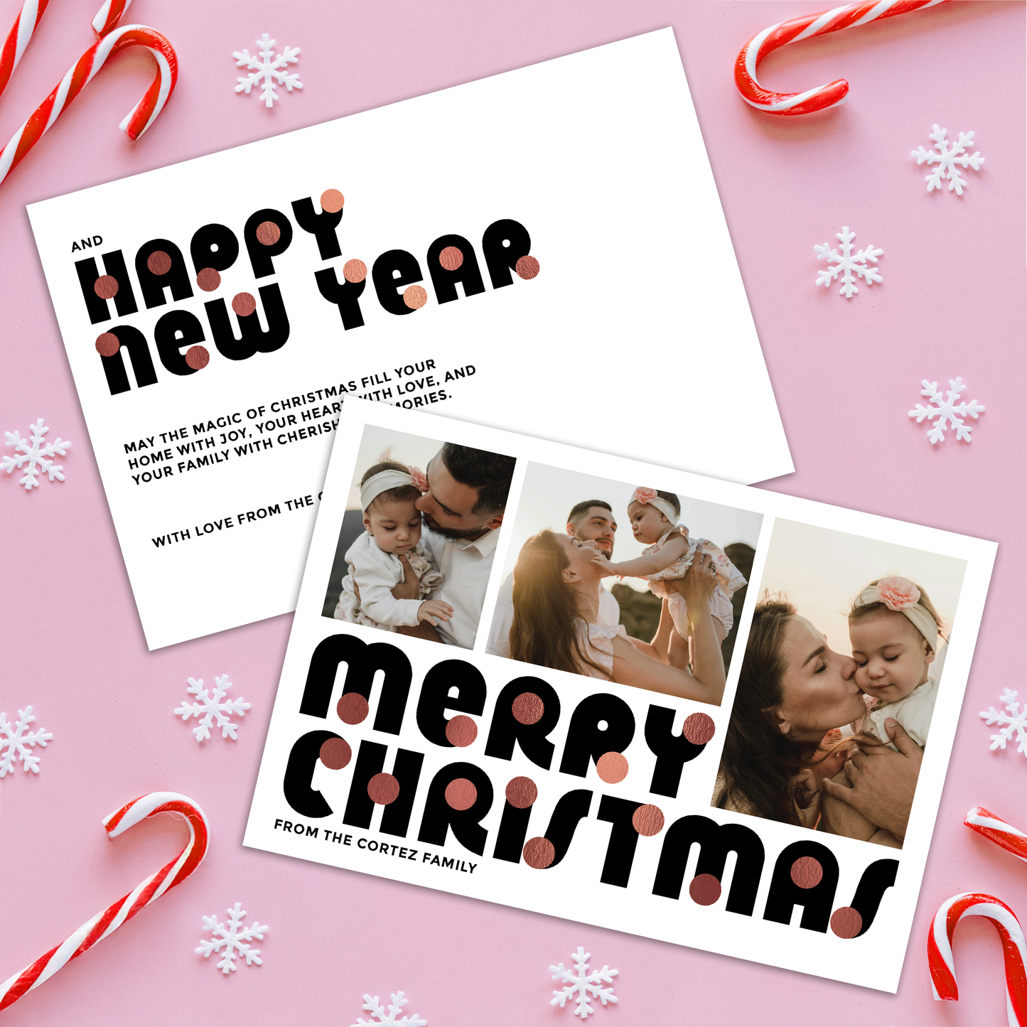 Merry Christmas Baubles Pack of 10 Personalised Christmas Cards