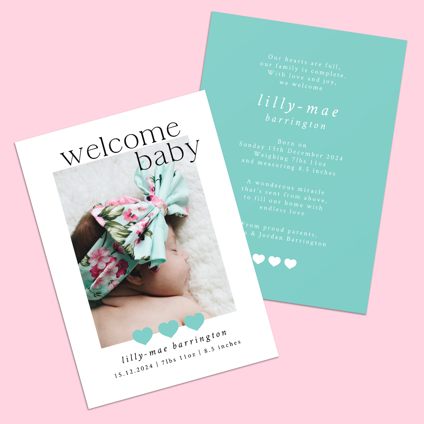 Lilly-Mae - Pack of 10 Birth Announcements