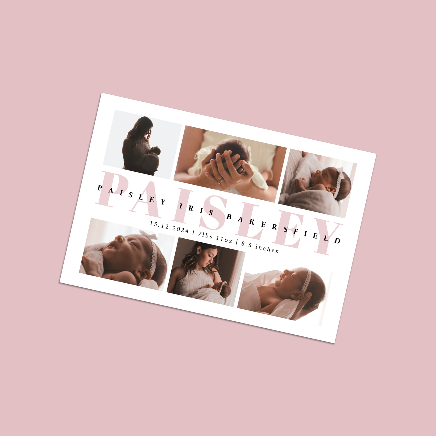 PAISLEY - Pack of 10 Birth Announcements