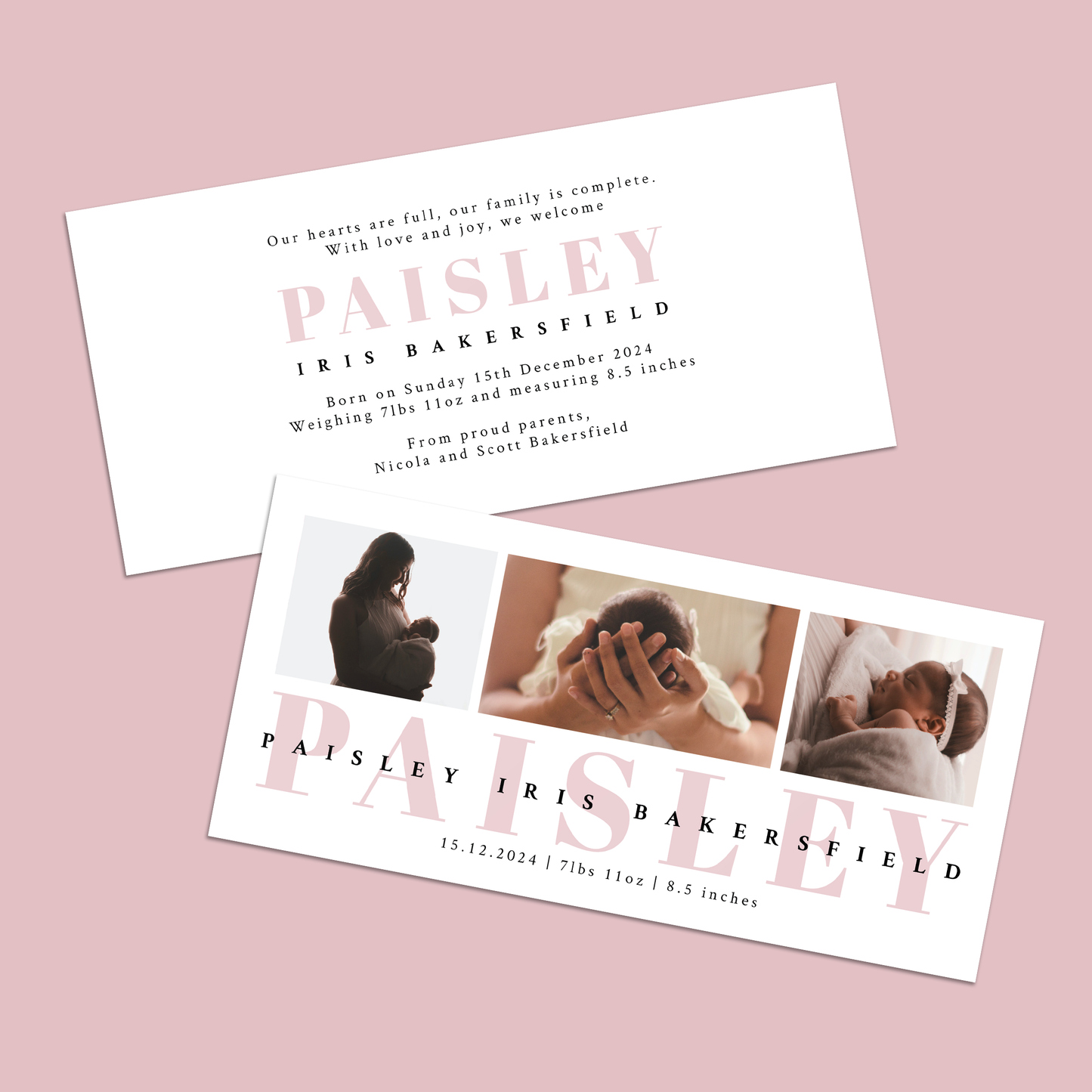 PAISLEY - Pack of 10 Birth Announcements