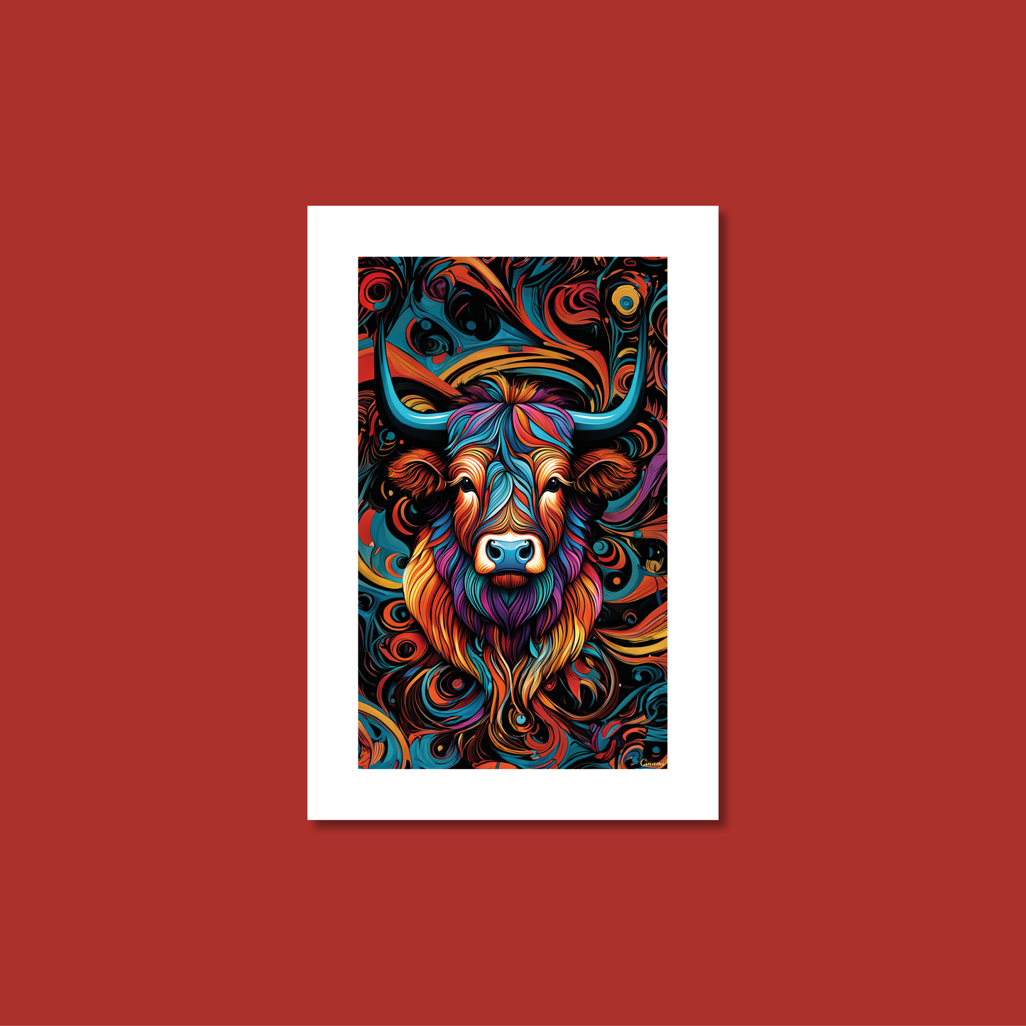 ABSTRACT HIGHLAND CATTLE **UNFRAMED ART PRINT**