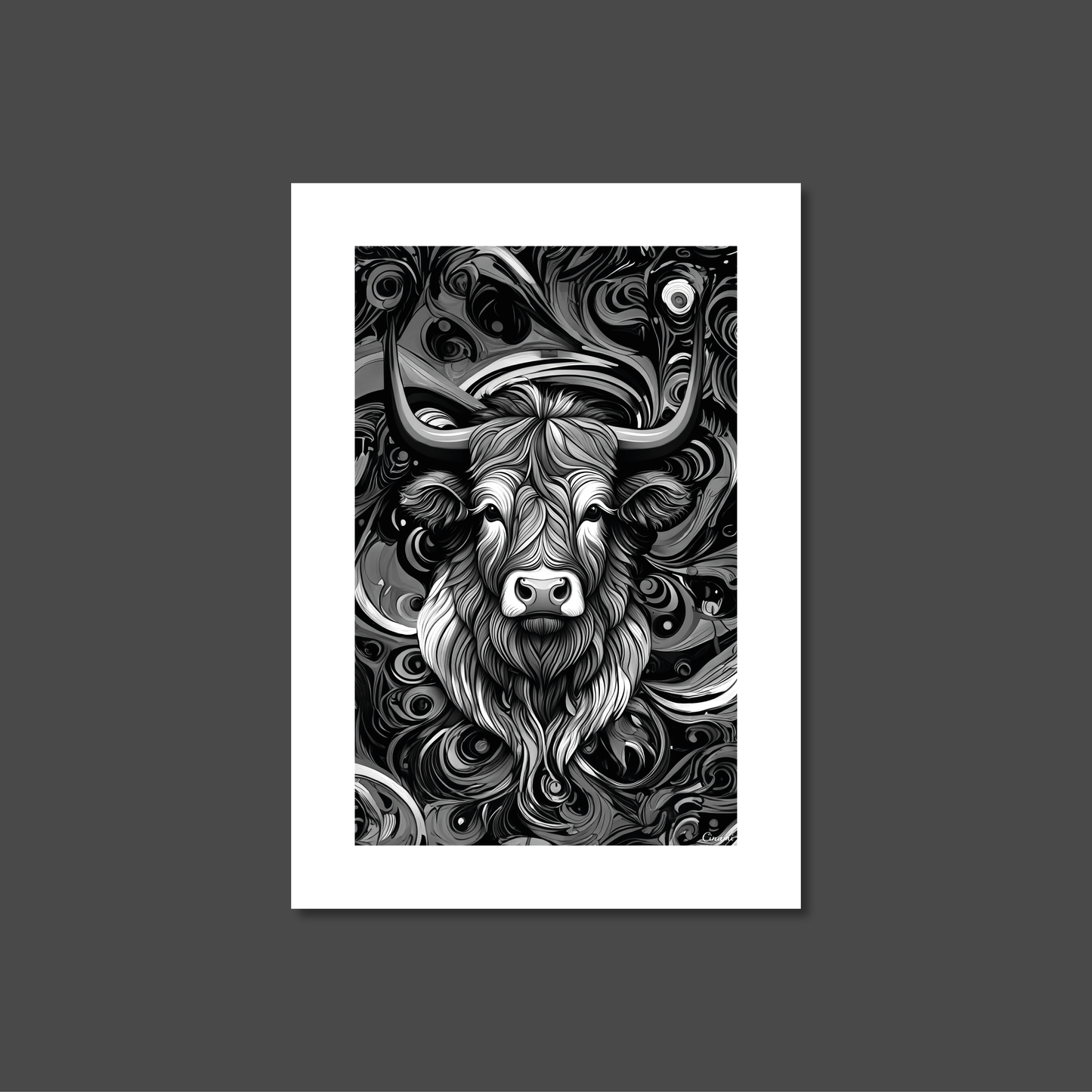 ABSTRACT HIGHLAND CATTLE **UNFRAMED ART PRINT**
