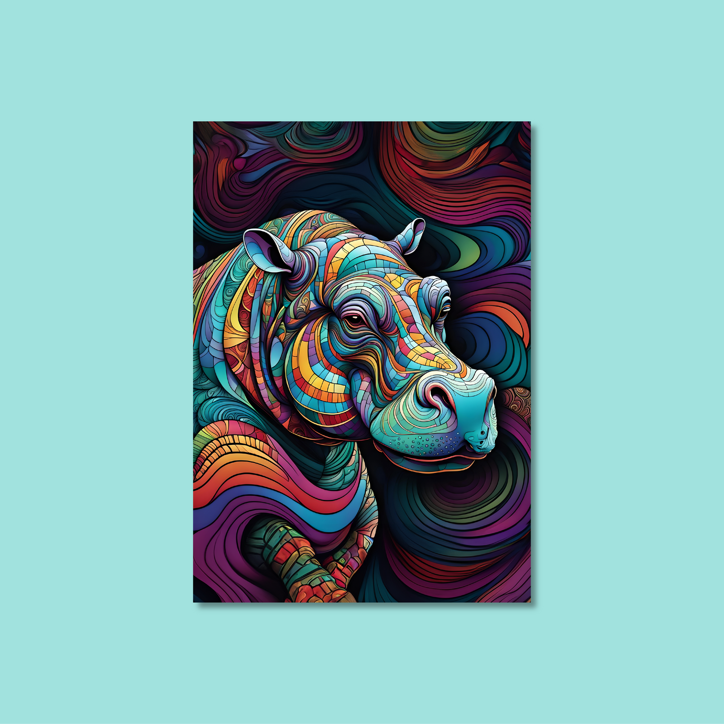 ABSTRACT HIPPO **UNFRAMED ART PRINT**