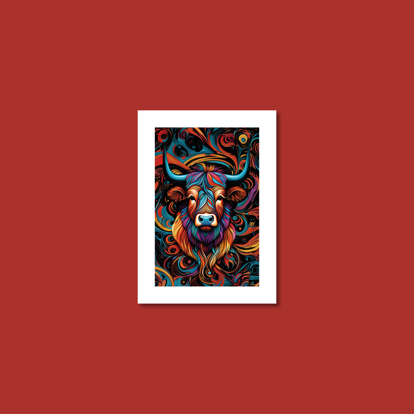 ABSTRACT HIGHLAND CATTLE **UNFRAMED ART PRINT**