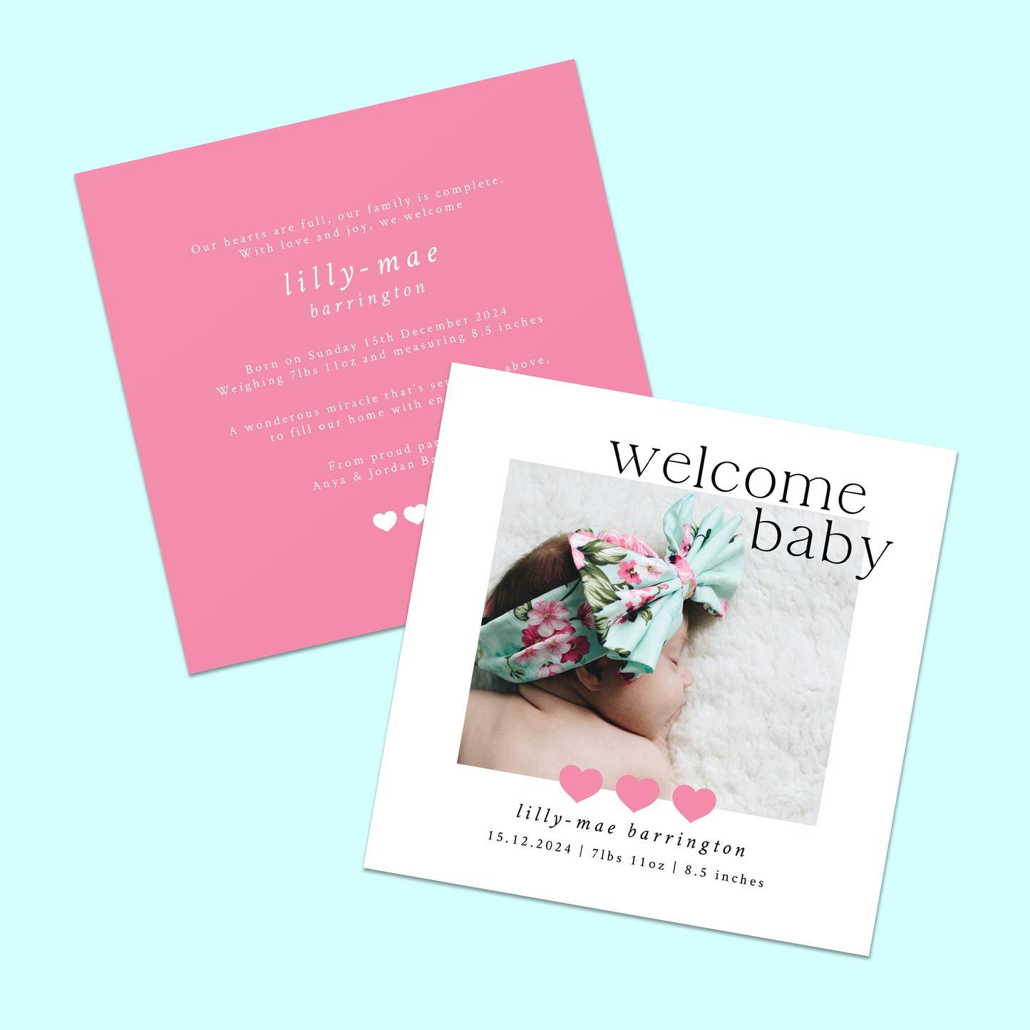 Lilly-Mae - Pack of 10 Birth Announcements