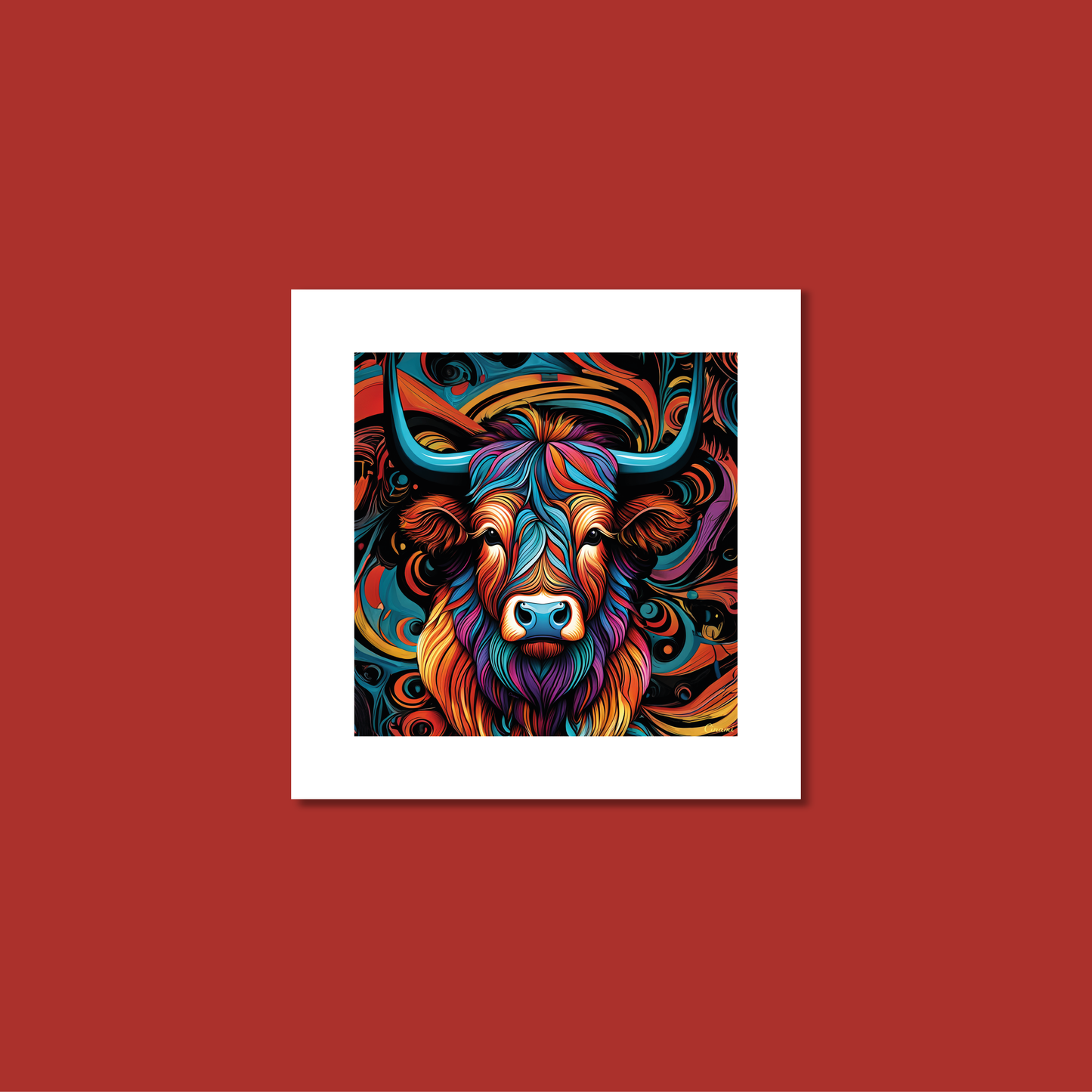 ABSTRACT HIGHLAND CATTLE **UNFRAMED ART PRINT**