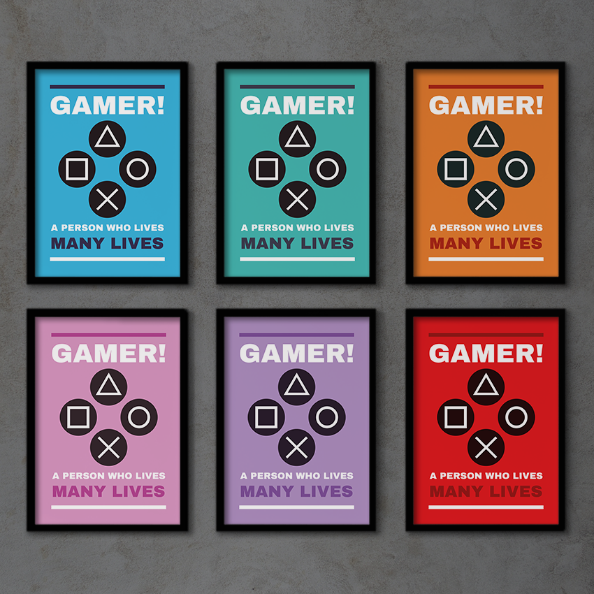 GAMER LIVES MANY LIVES **UNFRAMED POSTER**