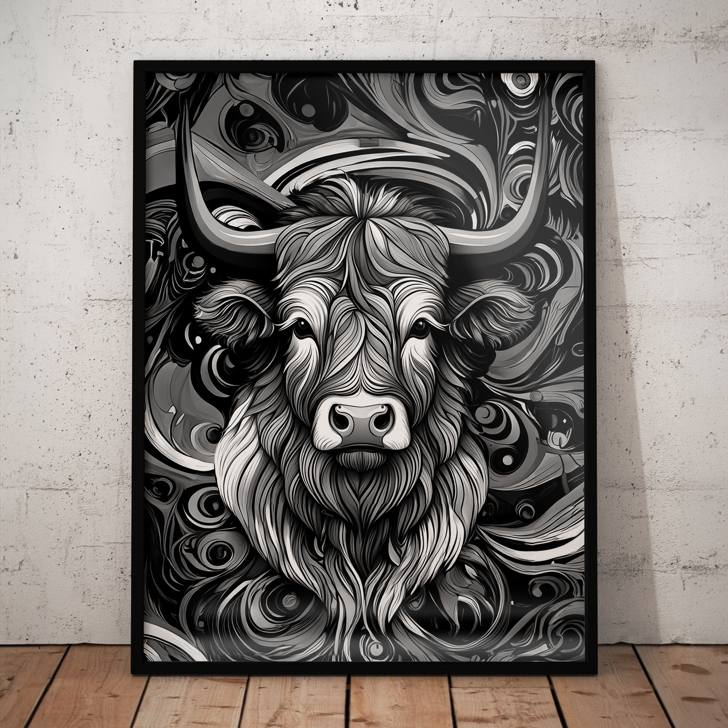 ABSTRACT HIGHLAND CATTLE **UNFRAMED ART PRINT**