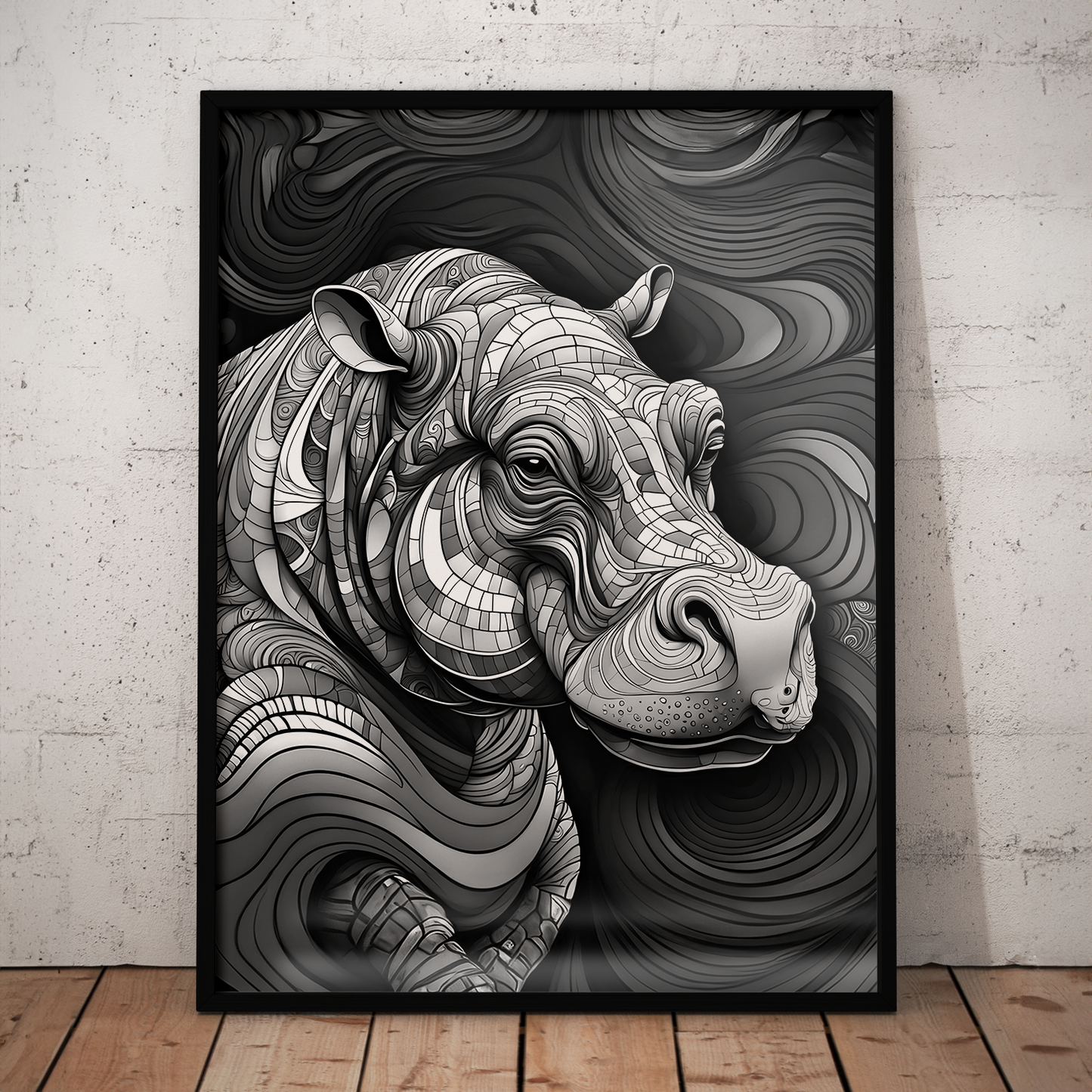 ABSTRACT HIPPO **UNFRAMED ART PRINT**