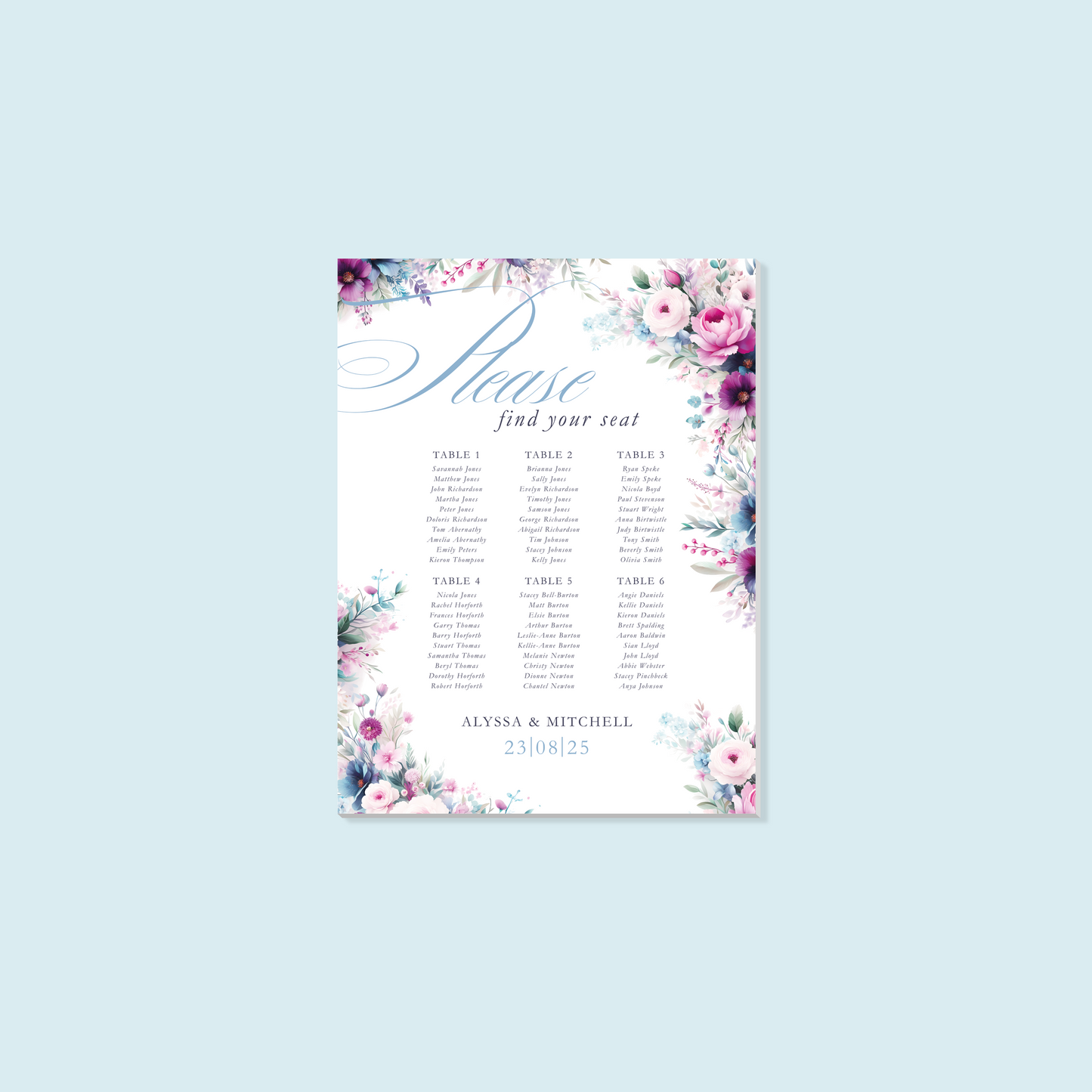 Foam Board Table Plan