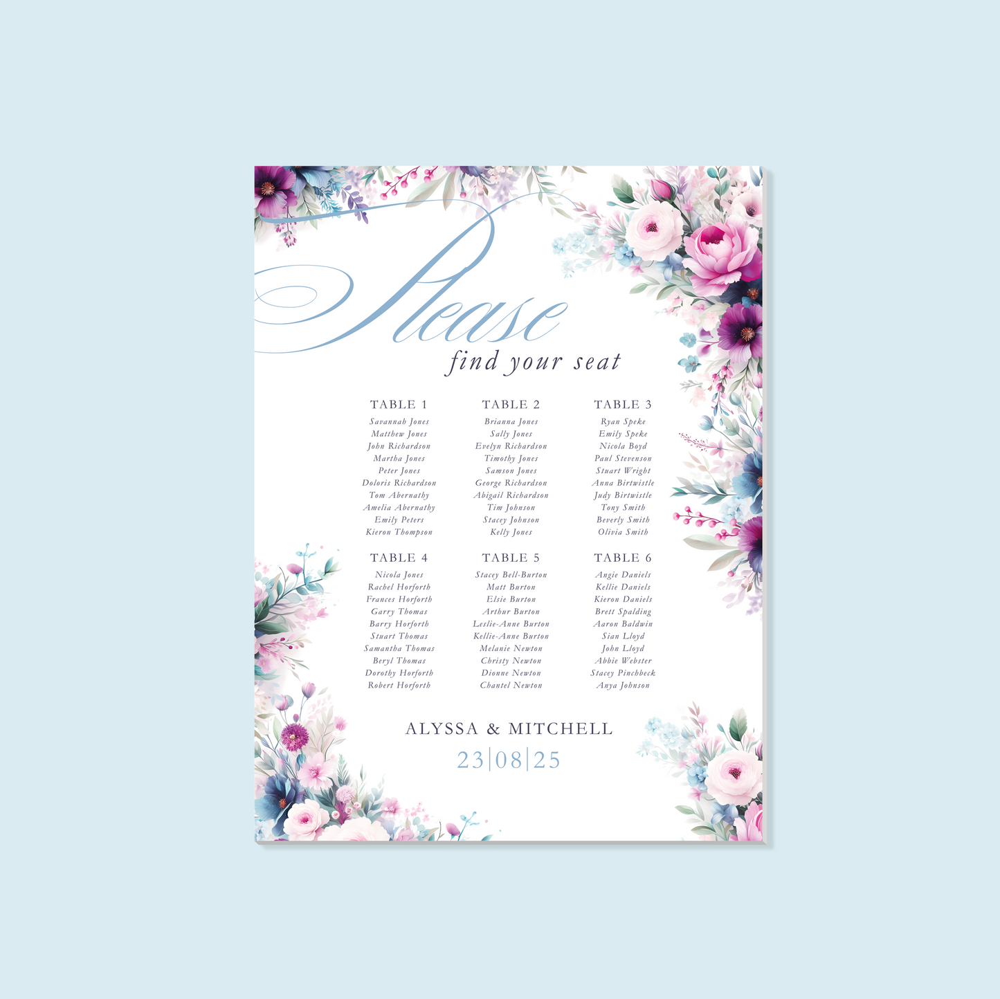 Foam Board Table Plan
