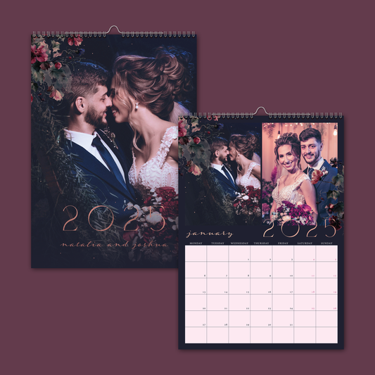 Midnight Florals A3 Vertical Wall Calendar