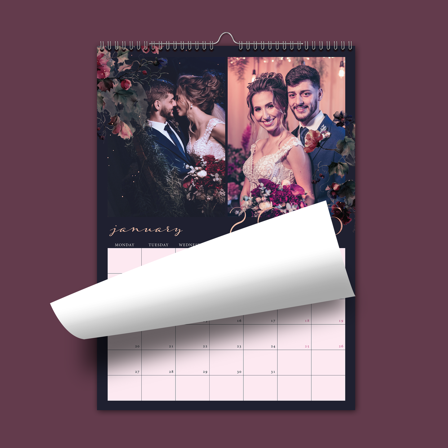 Midnight Florals A3 Vertical Wall Calendar