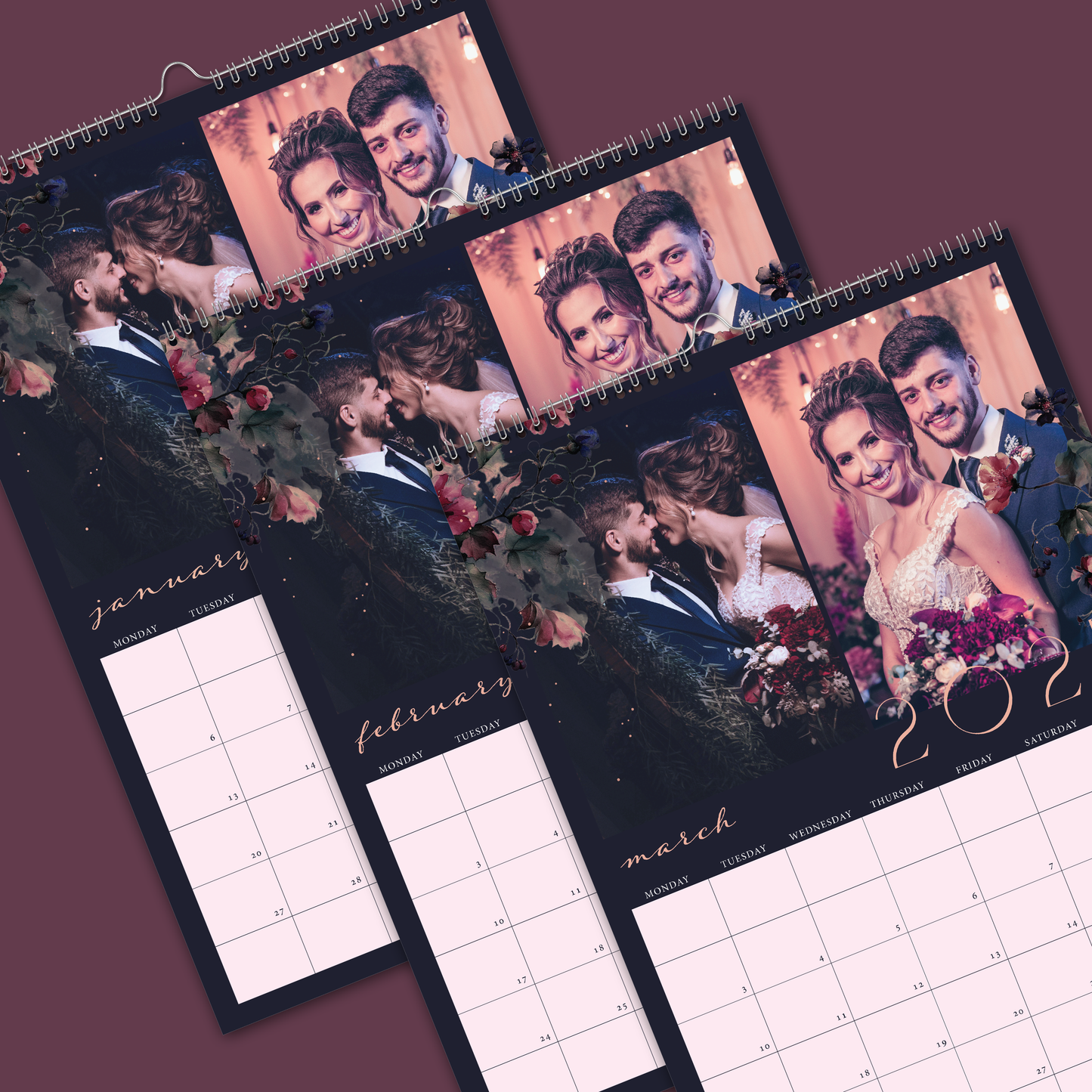 Midnight Florals A3 Vertical Wall Calendar