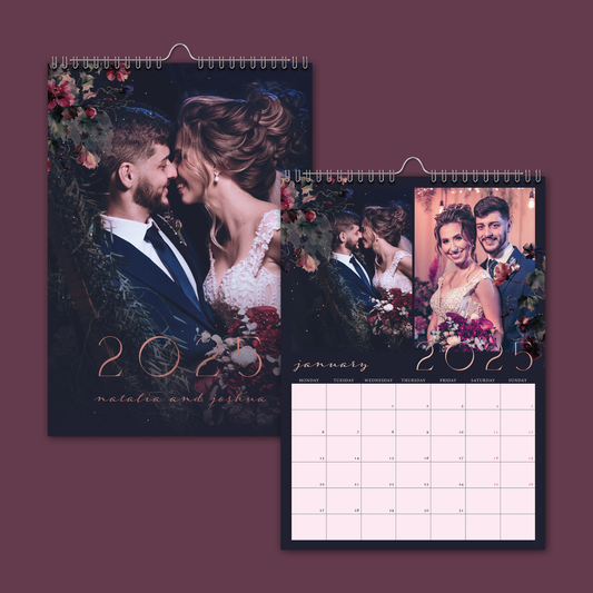Midnight Florals A4 Vertical Wall Calendar