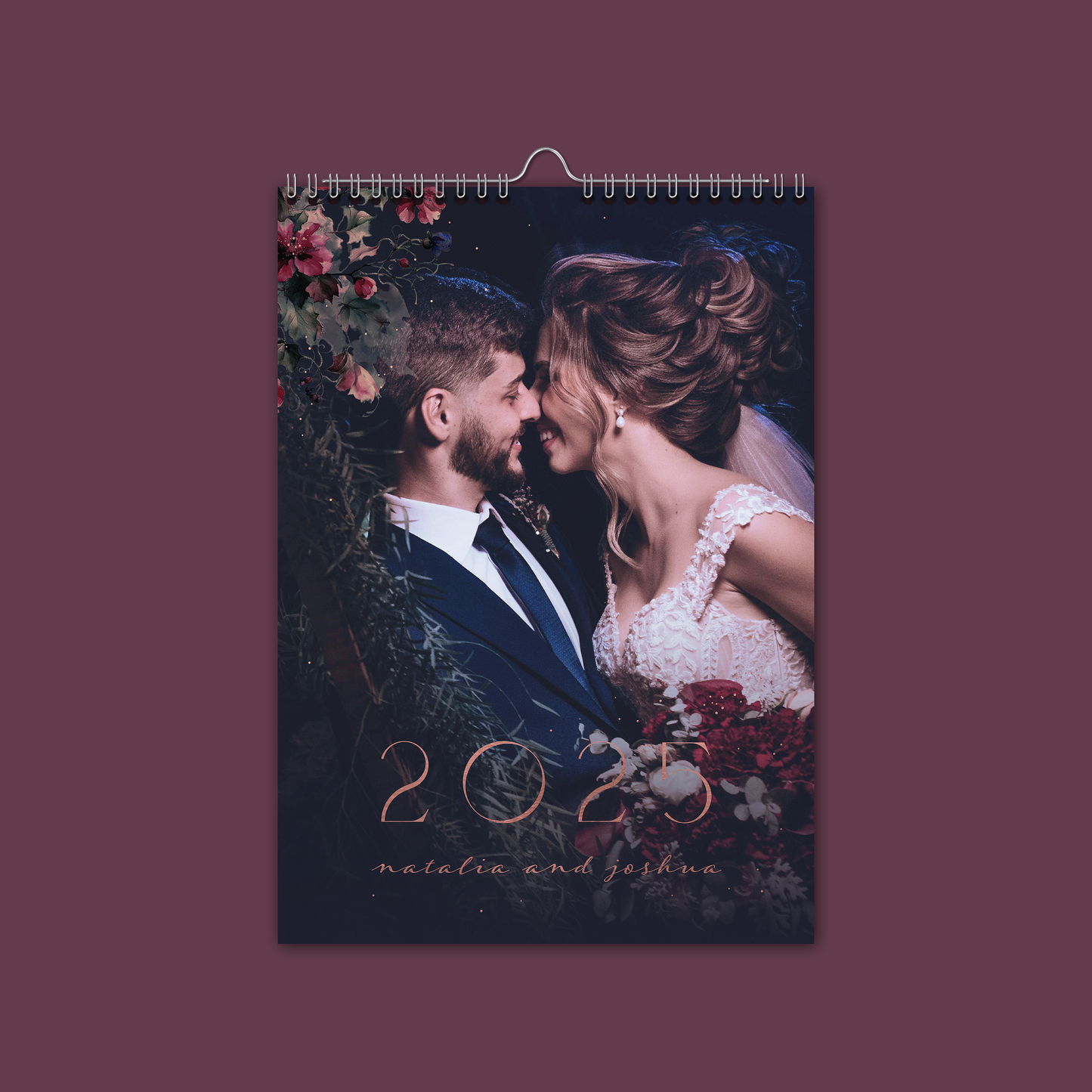 Midnight Florals A4 Vertical Wall Calendar