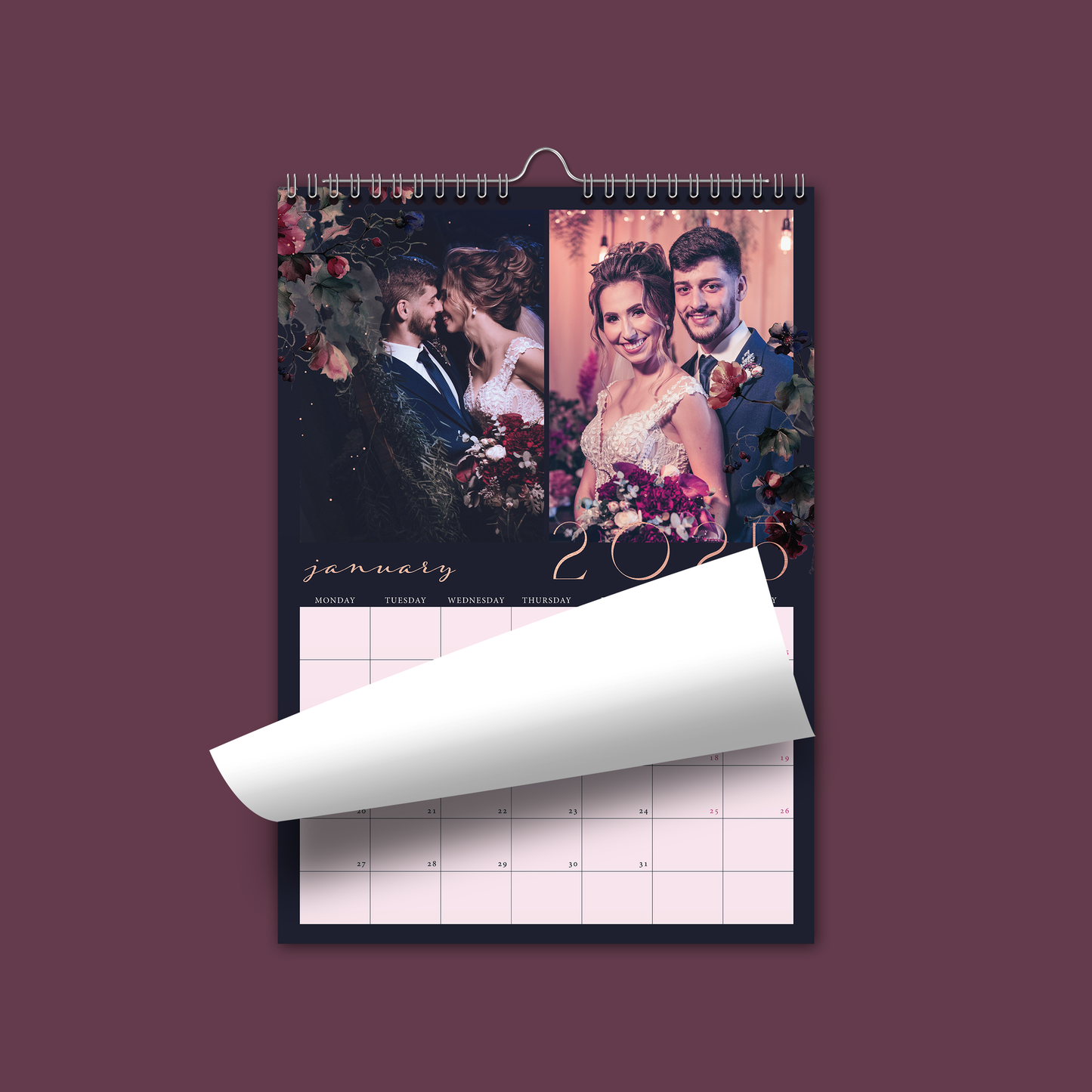 Midnight Florals A4 Vertical Wall Calendar