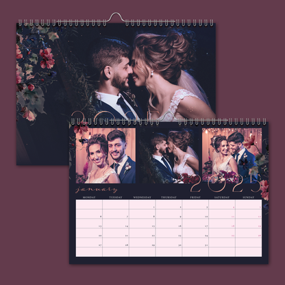 Midnight Florals A4 Horizontal Wall Calendar