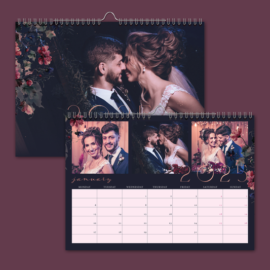 Midnight Florals A4 Horizontal Wall Calendar
