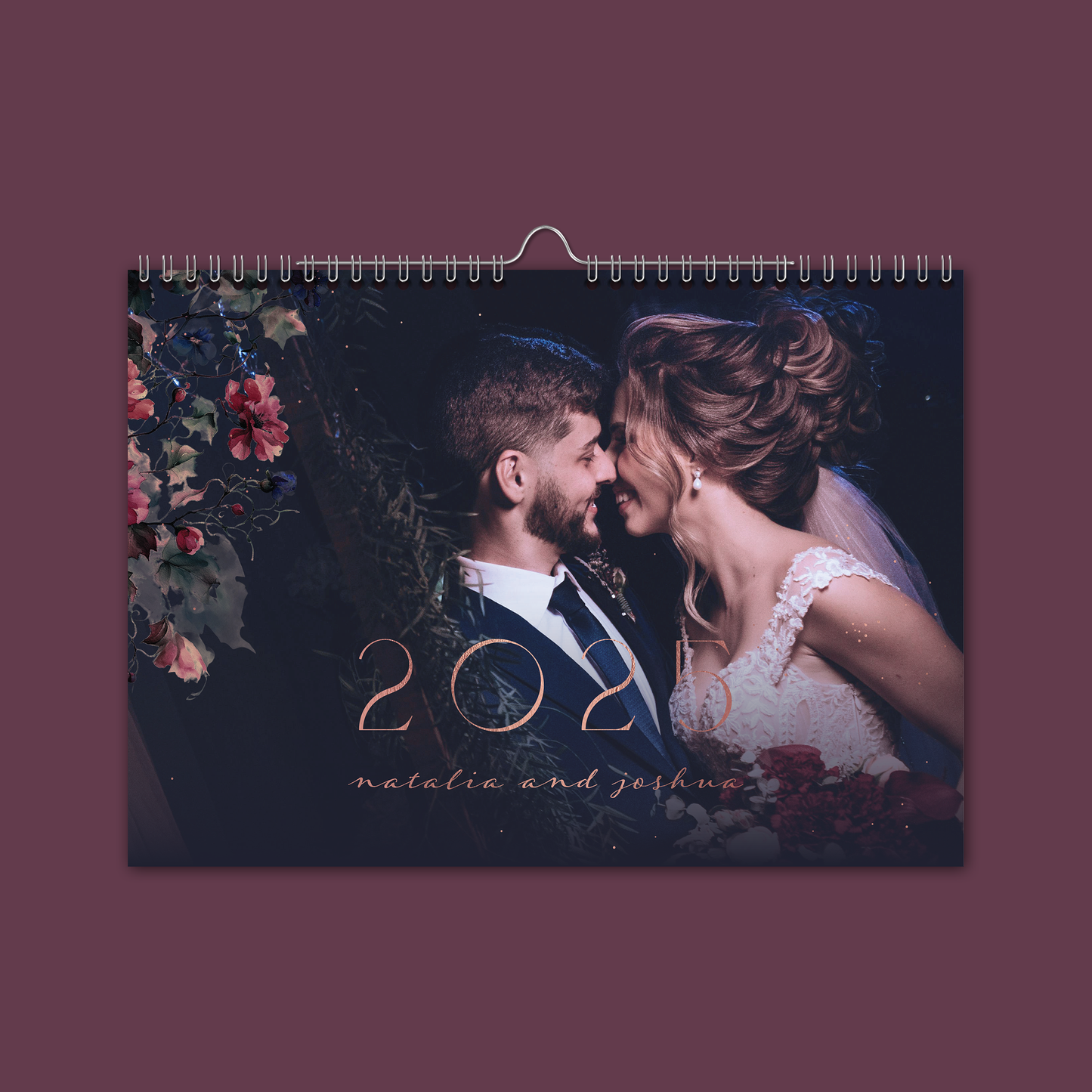 Midnight Florals A4 Horizontal Wall Calendar