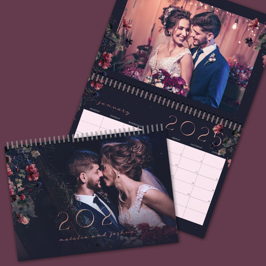 Midnight Florals A4 Horizontal Double Wall Calendar