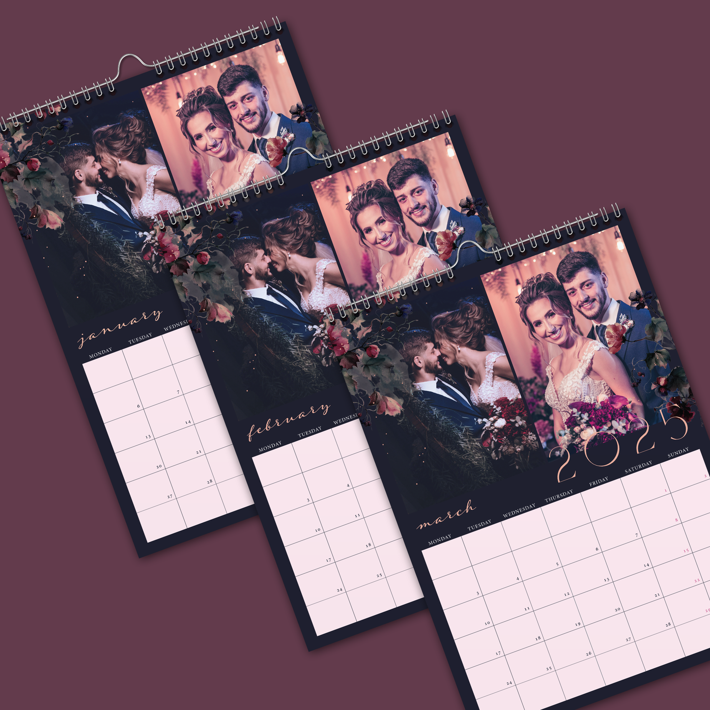 Midnight Florals A4 Vertical Wall Calendar
