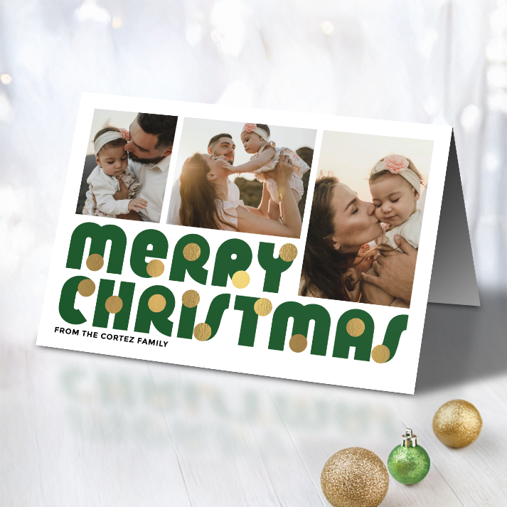 Merry Christmas Baubles Pack of 10 Personalised Christmas Cards