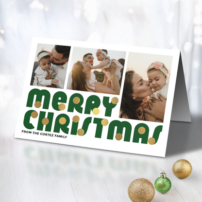 Merry Christmas Baubles Pack of 10 Personalised Christmas Cards