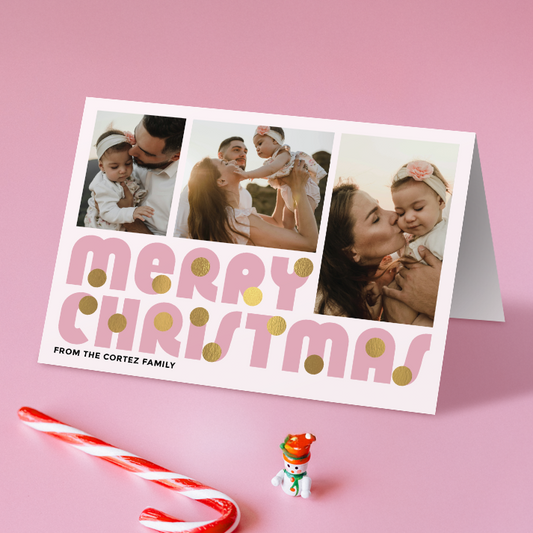 Merry Christmas Baubles Pack of 10 Personalised Christmas Cards