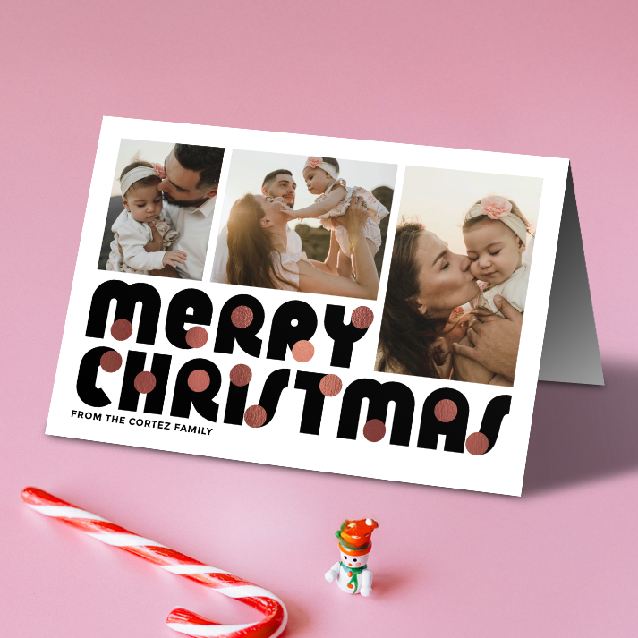 Merry Christmas Baubles Pack of 10 Personalised Christmas Cards