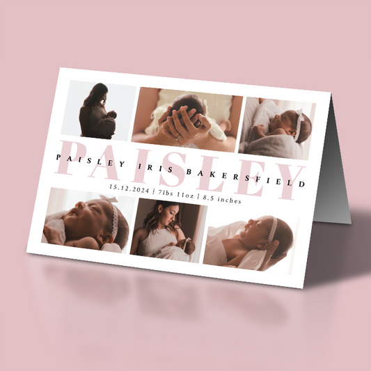 PAISLEY - Pack of 10 Birth Announcements