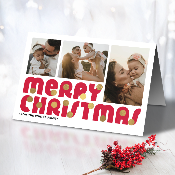 Merry Christmas Baubles Pack of 10 Personalised Christmas Cards