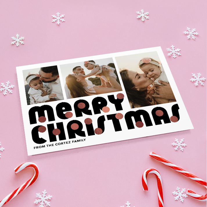 Merry Christmas Baubles Pack of 10 Personalised Christmas Cards