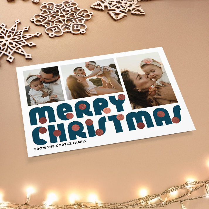 Merry Christmas Baubles Pack of 10 Personalised Christmas Cards