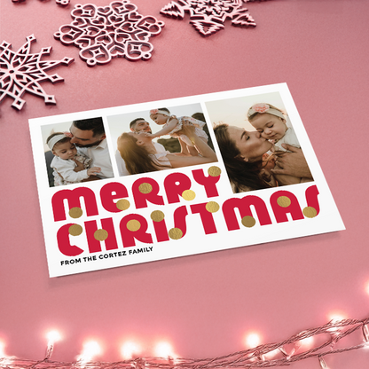 Merry Christmas Baubles Pack of 10 Personalised Christmas Cards