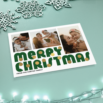 Merry Christmas Baubles Pack of 10 Personalised Christmas Cards