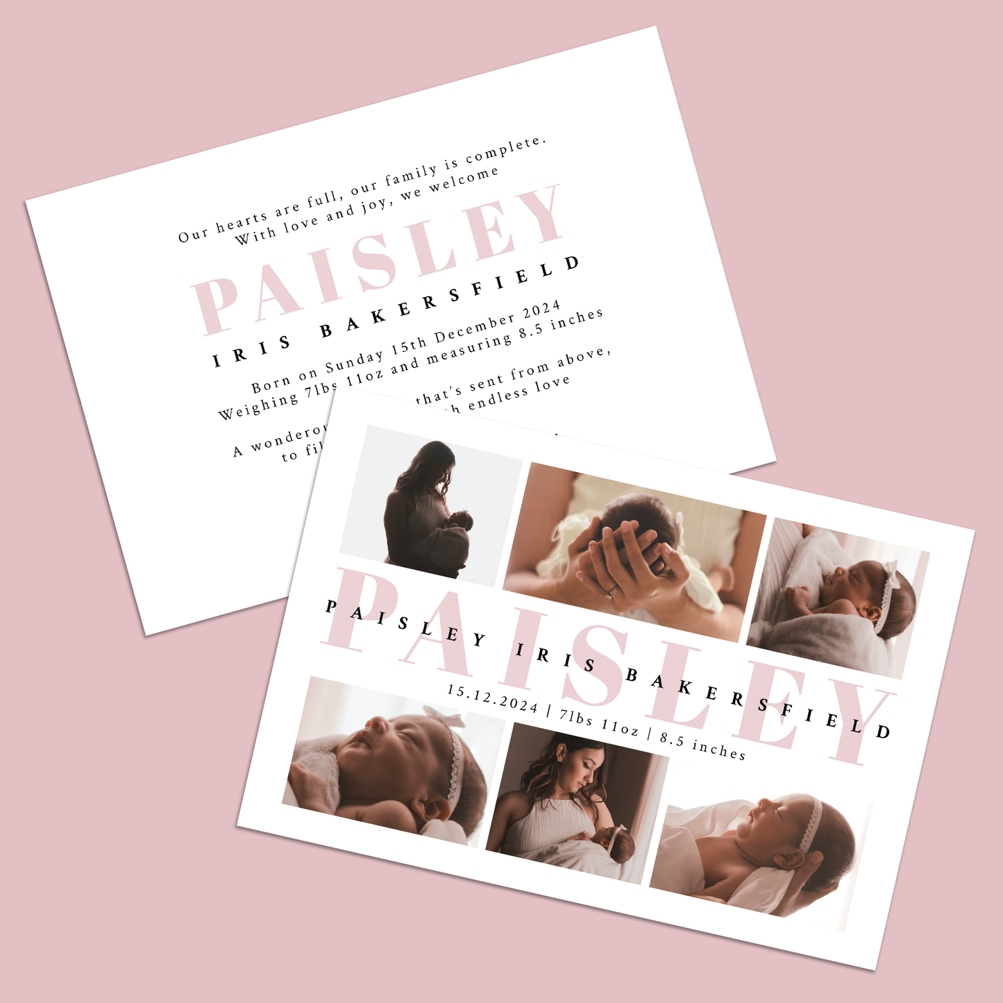PAISLEY - Pack of 10 Birth Announcements