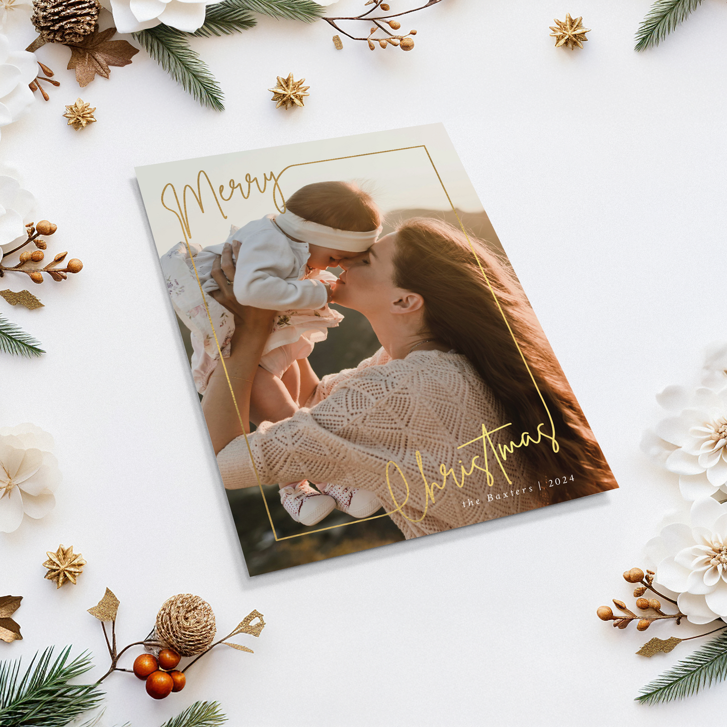 Merry Christmas Frame Pack of 10 Personalised Christmas Cards