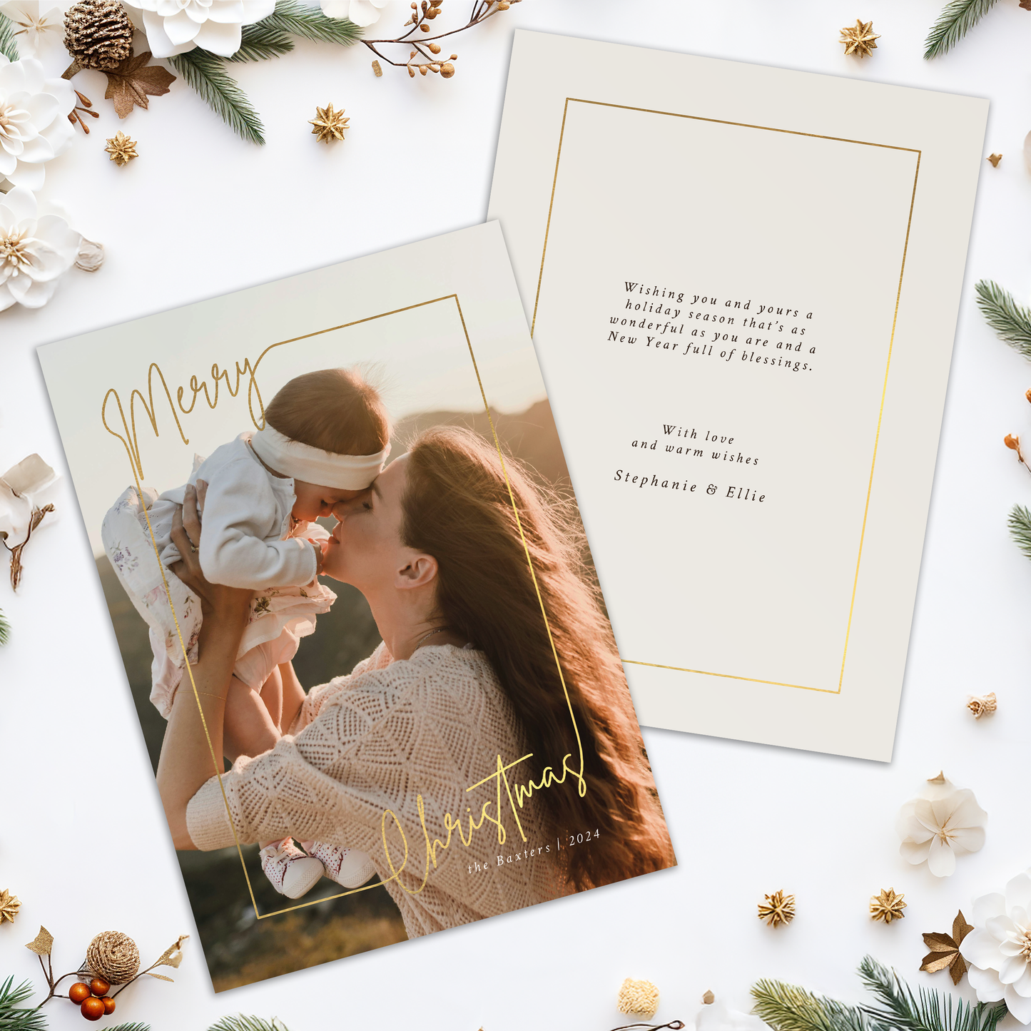 Merry Christmas Frame Pack of 10 Personalised Christmas Cards