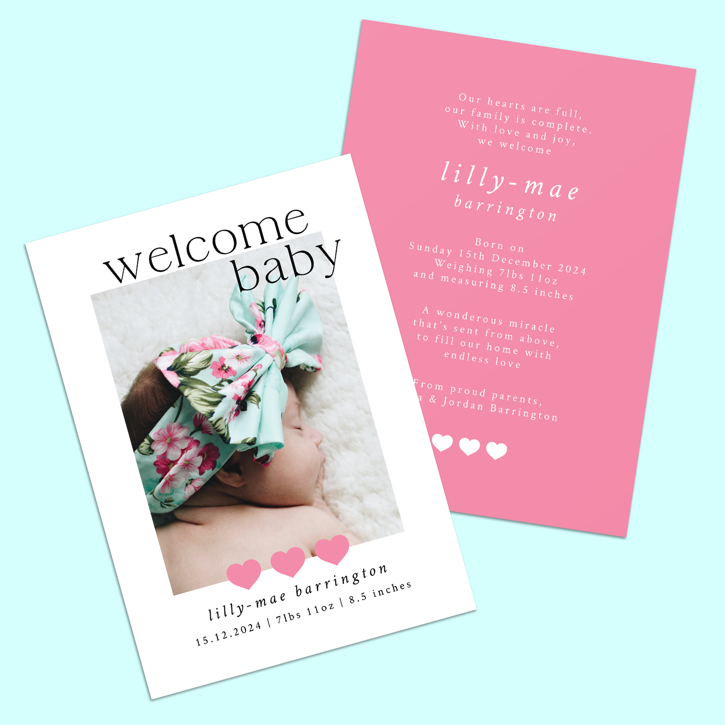 Lilly-Mae - Pack of 10 Birth Announcements