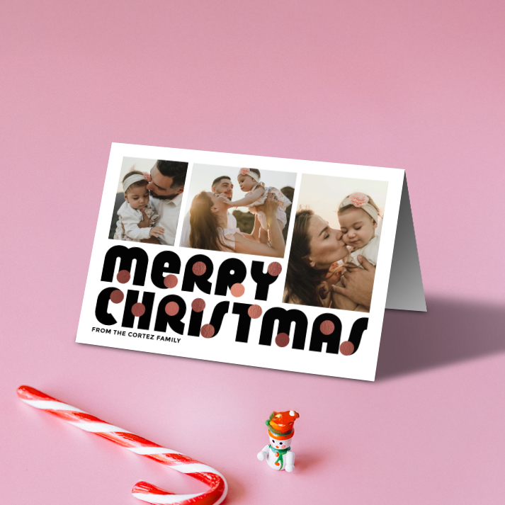 Merry Christmas Baubles Pack of 10 Personalised Christmas Cards