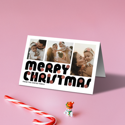 Merry Christmas Baubles Pack of 10 Personalised Christmas Cards