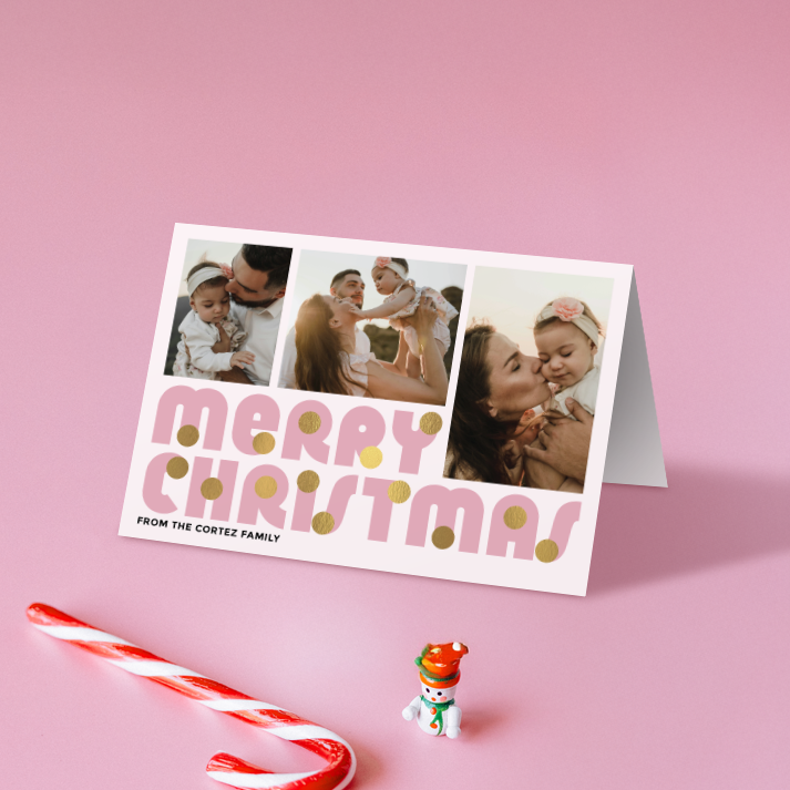 Merry Christmas Baubles Pack of 10 Personalised Christmas Cards