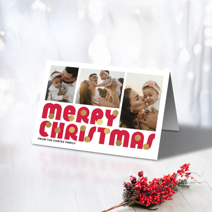 Merry Christmas Baubles Pack of 10 Personalised Christmas Cards