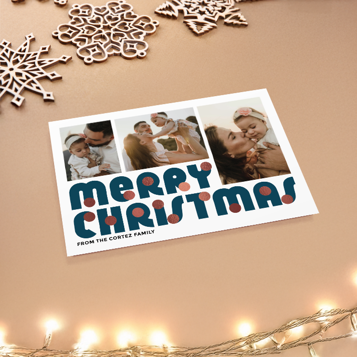 Merry Christmas Baubles Pack of 10 Personalised Christmas Cards