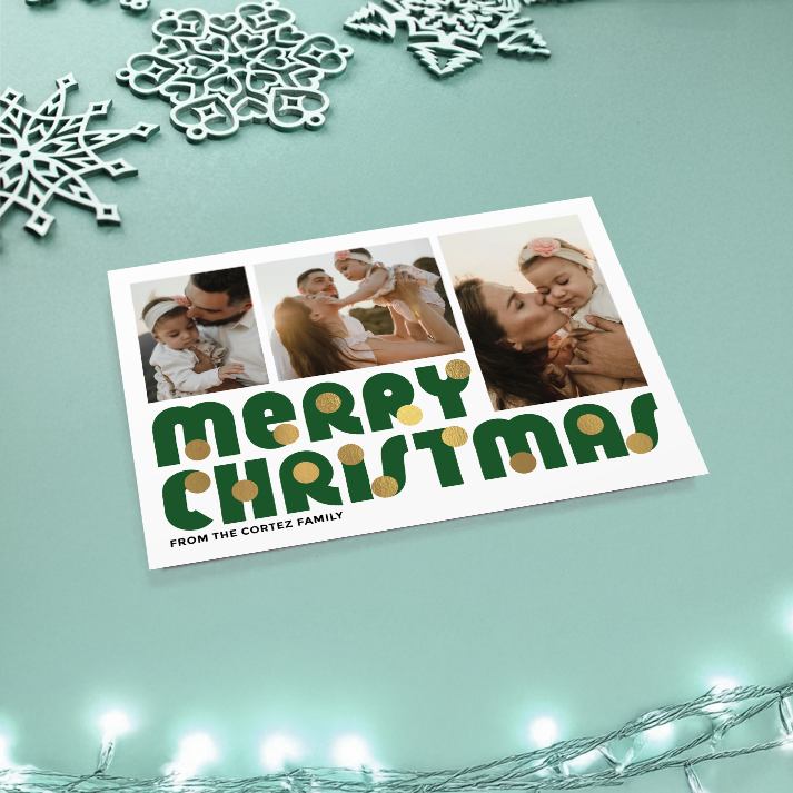 Merry Christmas Baubles Pack of 10 Personalised Christmas Cards