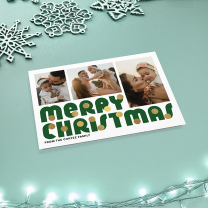 Merry Christmas Baubles Pack of 10 Personalised Christmas Cards
